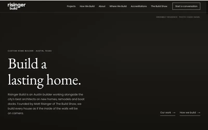 Risinger Build homepage